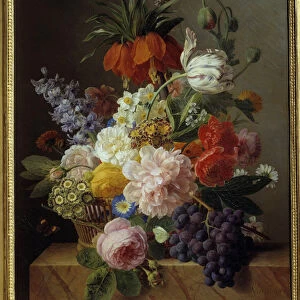Flowers and Fruit Painting by Jan Frans van Dael (1764-1840) 1827 Sun