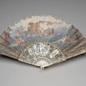 Folding fan with "The Setting of the Sun, "after Francois Boucher
