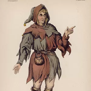 The Fool, from Shakespeares King Lear (colour litho)