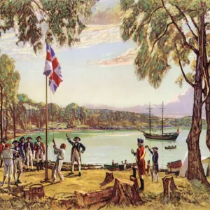 The founding of Australia (colour litho)