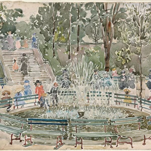 Fountain, Central Park (watercolour and pencil on paper)