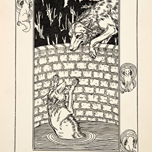 The Fox in the Well, from A Hundred Fables of Aesop, pub. 1903 (engraving)