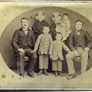 France, Brittany, Cotes-d'Armor (22), Treguier: photograph of a Breton family, 1865