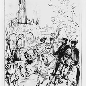 Francis I and Charles V arriving at the Abbey Church of Saint-Denis, c