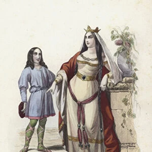 Fredegund, Queen Consort of Chilperic I, Frankish King of Neustria (colour litho)