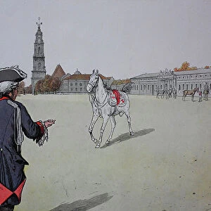 Frederick the Great, Frederick II 1712-1786 and his horse Conde, Potsdam, Germany, Historic