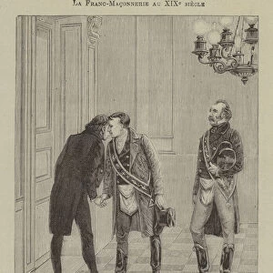 Freemasonry in the 19th Century: Napoleon at the Lodge of Saint Marcel, Paris (engraving)