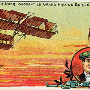 French aviator Henri Rougier winning the Grand Prix of Berlin, 1909 (chromolitho)