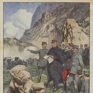 The very French General Joffre visits the Italian front with General Cadorna (colour litho)