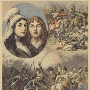 French heroines: Felicite and Theophile de Fernig (colour litho)