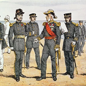 French navy uniforms, late 19th century (colour litho)