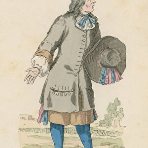 French peasant, 17th Century (coloured engraving)