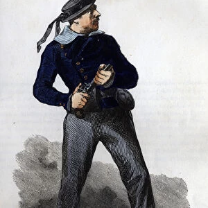 French sailor ready for collision. in "Histoire generale de la marine"