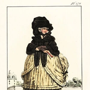 French woman in casual outfit, late 18th century. 1825 (lithograph)