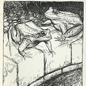 The Frogs and the Well, illustration from Aesops Fables