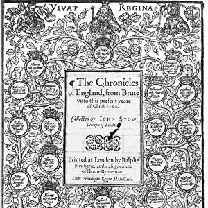 Frontispiece of The Chronicles of England by John Stow (c