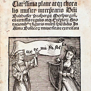 Frontispiece of Clarissima plane atque choralis musice interpretati by Prasperg, 1501