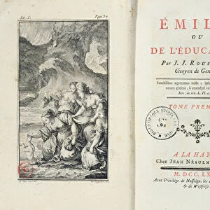 Frontispiece for Emile by Jean-Jacques Rousseau, 1762 (engraving)