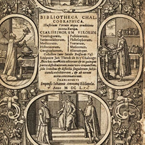 Frontispiece with vignettes of scientists within borders