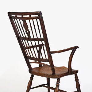 Fruitwood armchair with high back described as a Mendlesham chair, c