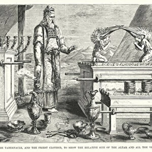 The Furniture of the Tabernacle, and the Priest clothed, to show the Relative Size of the Altar and all the Vessels (engraving)