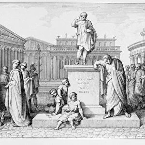 Gaius Gracchus Weeping Before his Fathers Statue, engraved by B. Barloccini, 1849