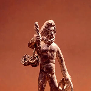 Gallo-Roman art: bronze statuette of Taranis, god at the wheel (Jupiter). 1st century AD