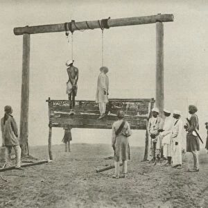 Gallows for two mutineers (b / w photo)