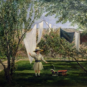 A Garden Scene, with a boy, the artists son George Dunlop Leslie, 1840