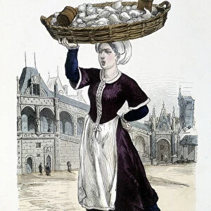 Garlic merchant in the 17th century - in "Paris a travers les centuries"