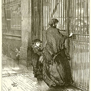 At the Gates of Christs Hospital (engraving)