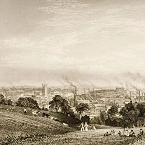 General View of Stockport, Lancashire showing cotton mills, published by J. C. Varrall (fl