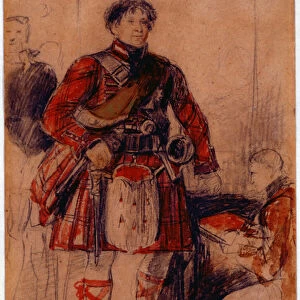 George IV in Highland Dress at the Palace of Holyrood, 1822 (chalk & w / c on paper)