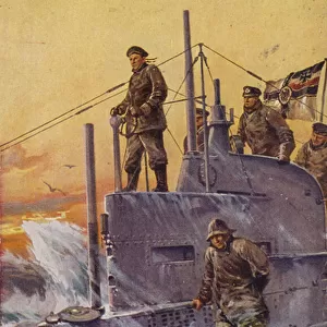 German U-boat, World War I, 1917. (colour litho)