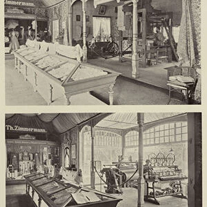 Gewerbe Ausstellung 1896: Weberstube, Spulmaschine, Pavillon Zimmermann (b / w photo)