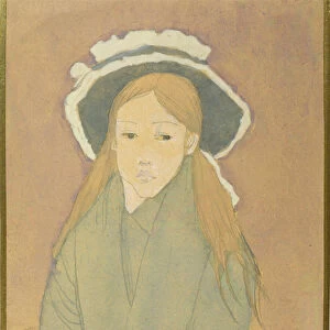 Girl with Large Hat and Straw-Coloured Hair, 1910s (w / c, gouache & graphite on paper)