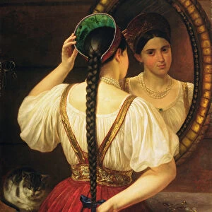 A girl at the mirror, 1848 (oil on canvas)