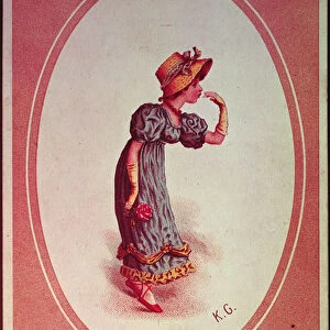 Girl Wearing a Straw Bonnet (greetings card)