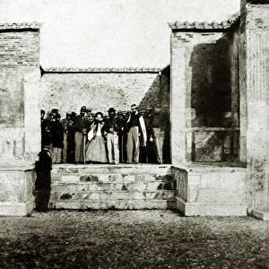 Giuseppe Garibaldi with the Giuseppe Fiorelli on a visit to Pompei, 1860 (b / w photo)
