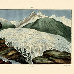 Glaciers, 1833-39 (coloured engraving)