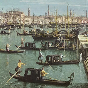 Gondoliers near the Entrance to the Grand Canal and the church of Santa Maria della Salute
