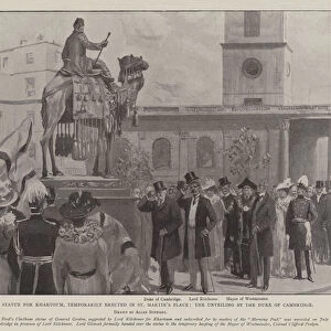The Gordon Statue for Khartoum, temporarily erected in St Martins Place, the Unveiling by the Duke of Cambridge (litho)
