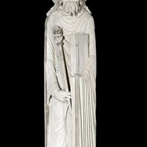 Gothic Art: Column statue of King Solomon. Limestone sculpture from Collegiale Notre Dame