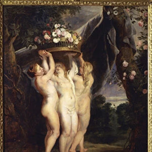 The three graces (oil on canvas, 17th century)