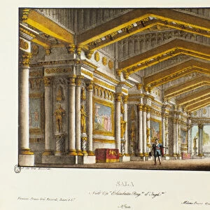 The Great Hall of the Royal Palace. Scenography in 1828 for the opera Elisabetta