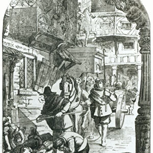 The Great Plague of London in 1665 (engraving) (b&w photo)