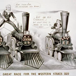 The Great Race for the Western Stakes, 1870 (litho) (lithograph)
