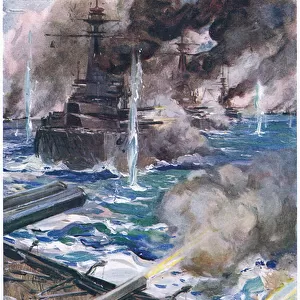 The great sea battle (colour litho)