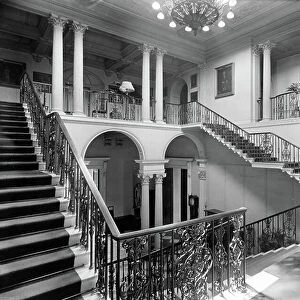 The great staircase, Dodington Park, Gloucestershire, from Country Houses of the Cotswolds (b/w photo)