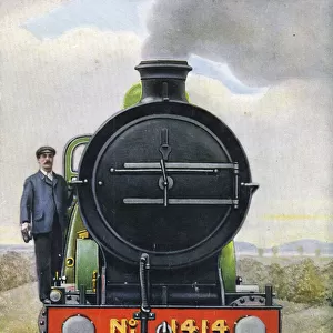 Great Western Railway no. 1414 Steam Cargo & Passenger Train, 1910 (litho)